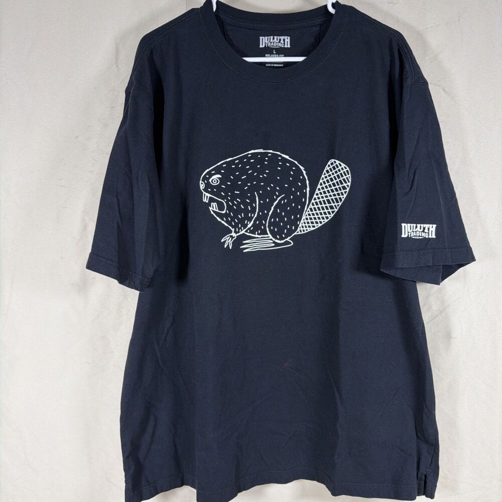 Duluth Trading Co Men’s L Relaxed Fit Beaver Graphic T-Shirt Black